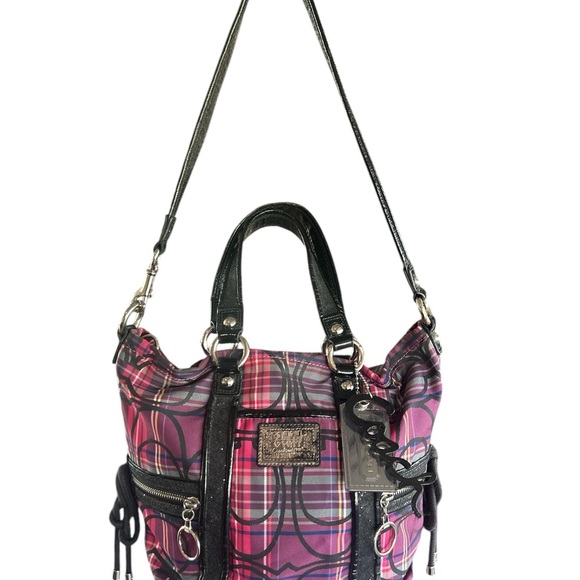 Coach Poppy Shoulder Bag - Plaid - multi-color - pink purple black w 2 HANGTAGS! - Picture 2 of 11